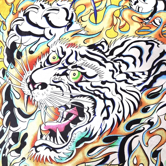 Wearable Art With This Vintage Ed Hardy Scarf 39" X 39" - Picture 4 of 12